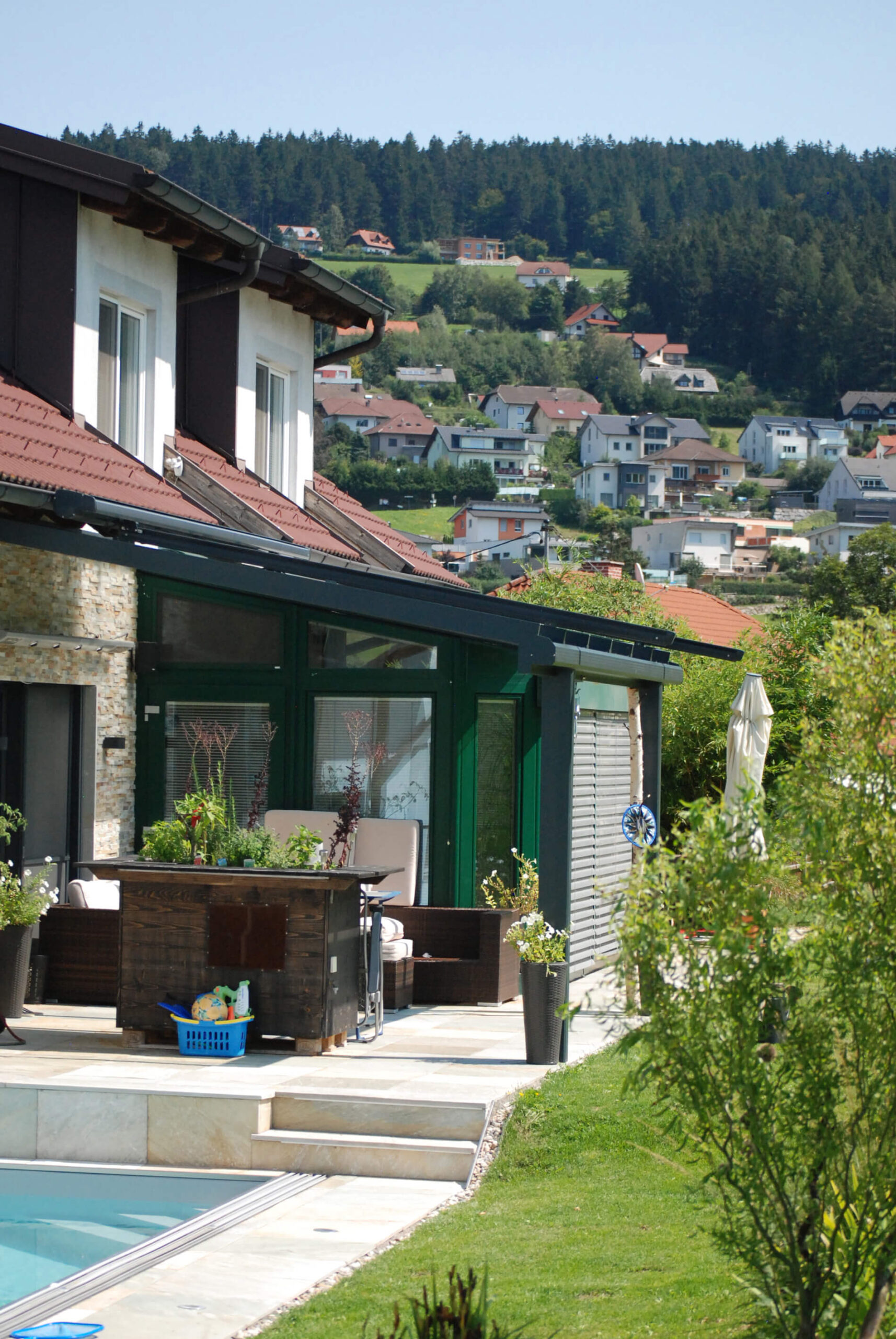 Glasüberdachte Terrassen Einfamilienhaus