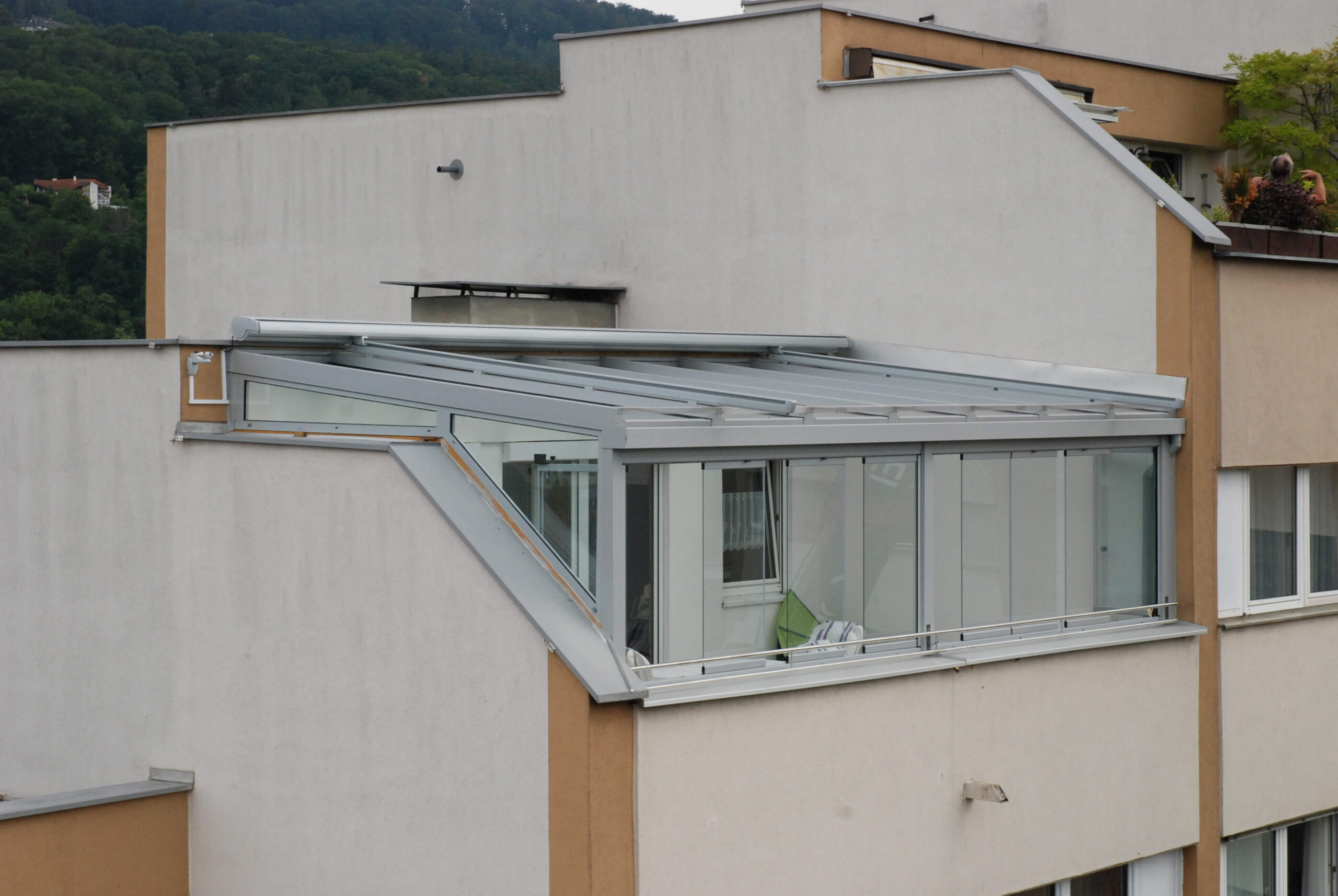 Wintergarten Aluminium mit Beschattung auf Dachterrasse