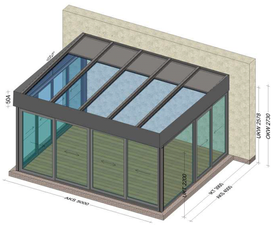 Isolierte Wintergärten mit einem flachen Dach