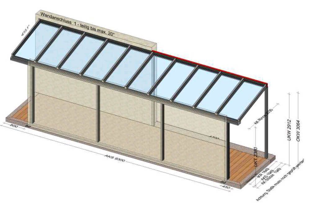 Terrassenüberdachung Österreich Skizze