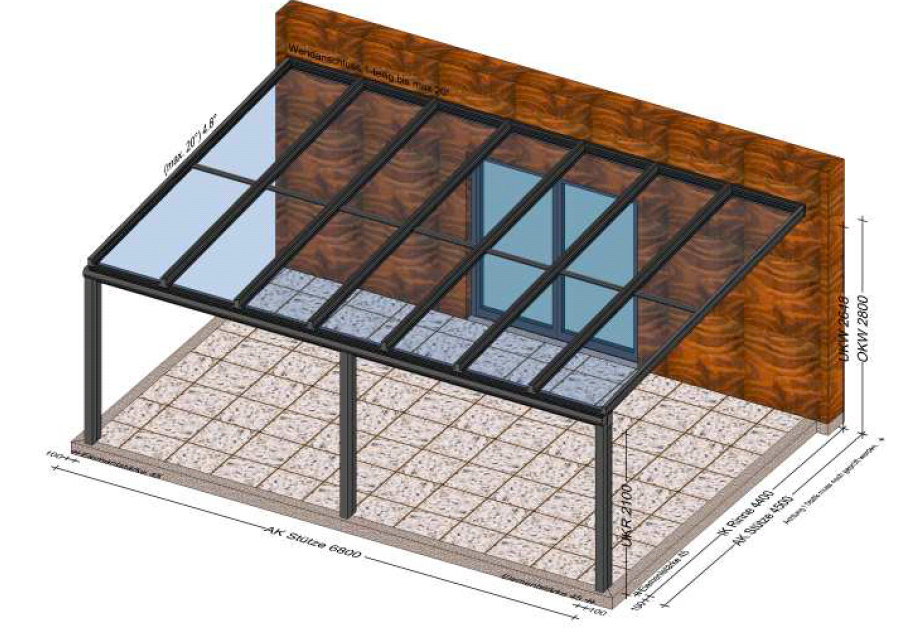 Terrassenüberdachung über 4 Meter tief