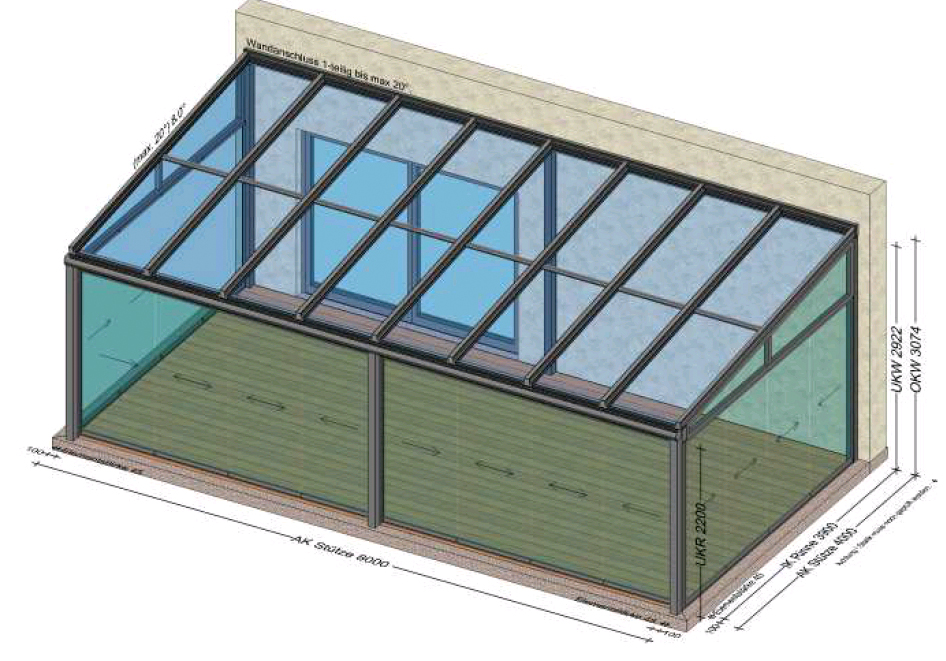 Wintergarten mit Schiebeelemente Sunflex - Planung