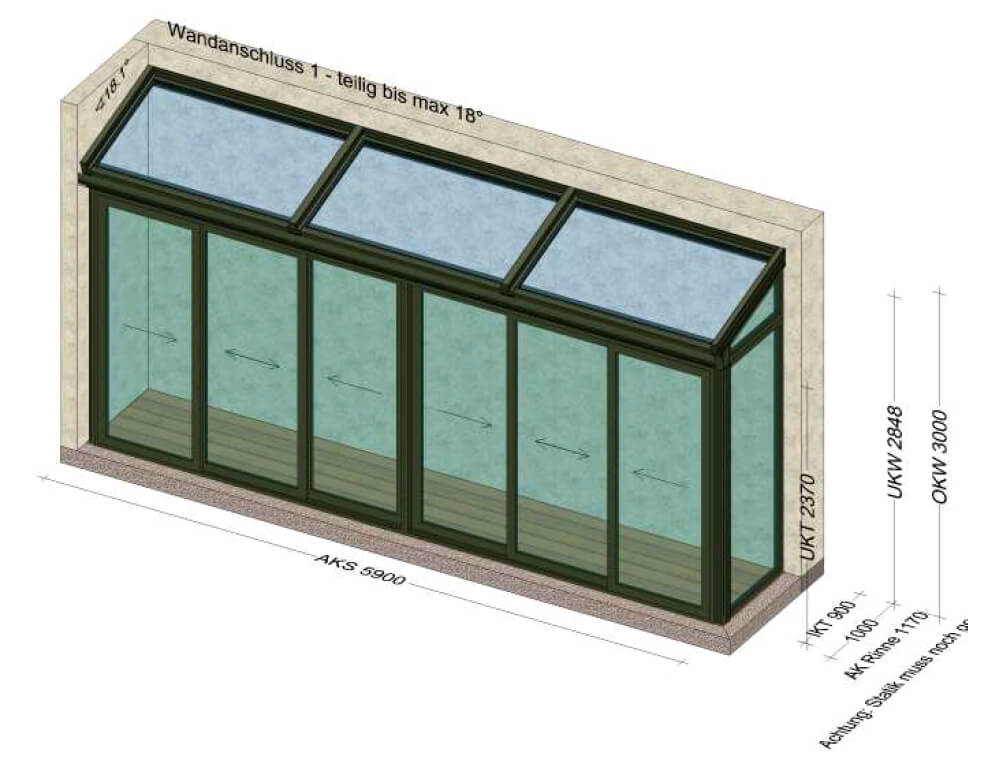 Wintergarten Planung mit gerahmten Schiebetüren